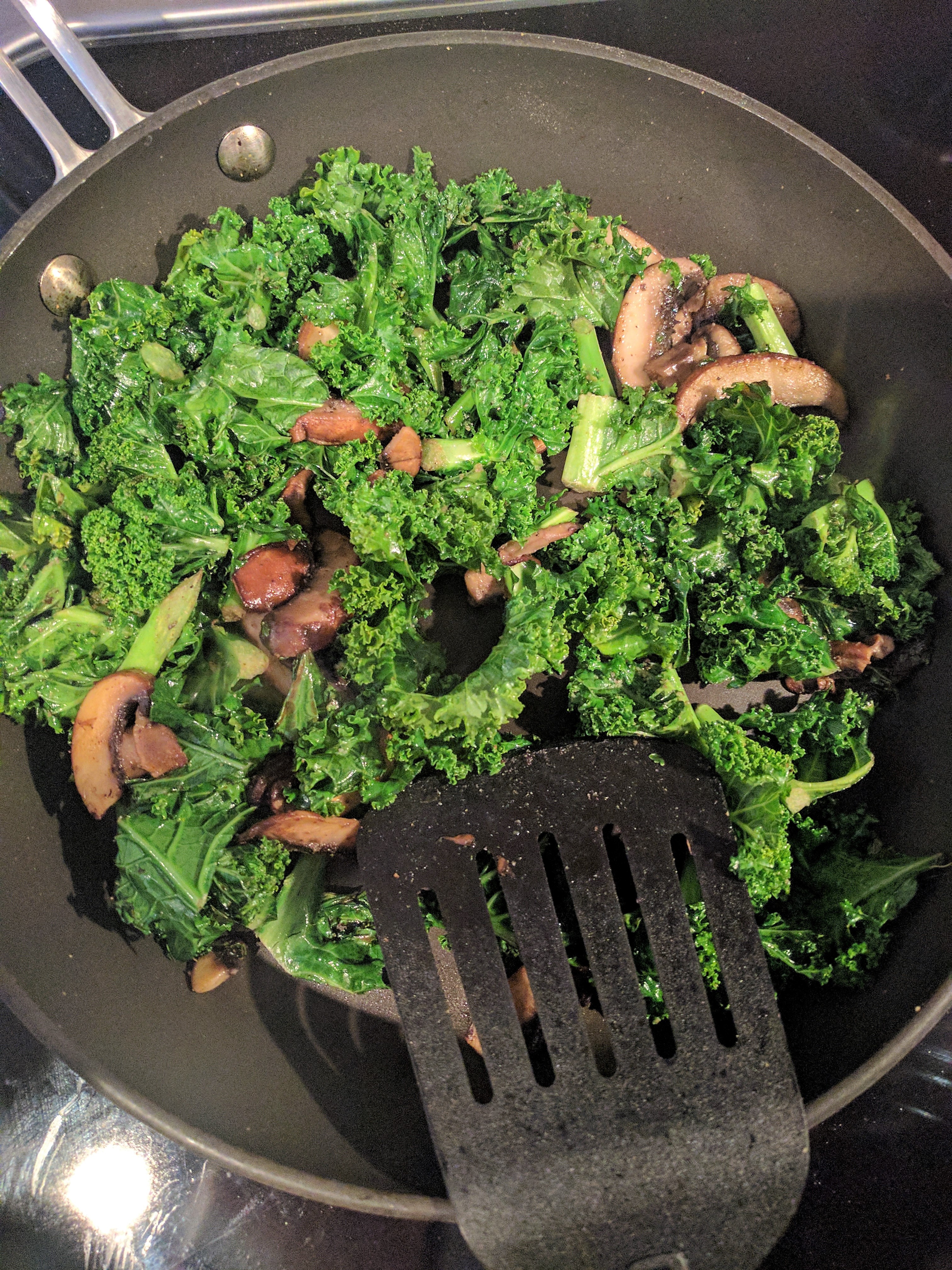 Garlic Sauteed Kale & Mushrooms Learning to Bloom